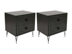 50 x 40 x 55 cm Nightstand Set of 2 Metal Charcoal Gray