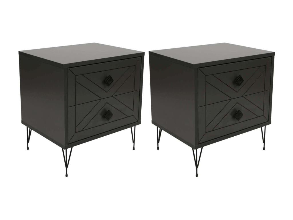 50 x 40 x 55 cm Nightstand Set of 2 Metal Charcoal Gray