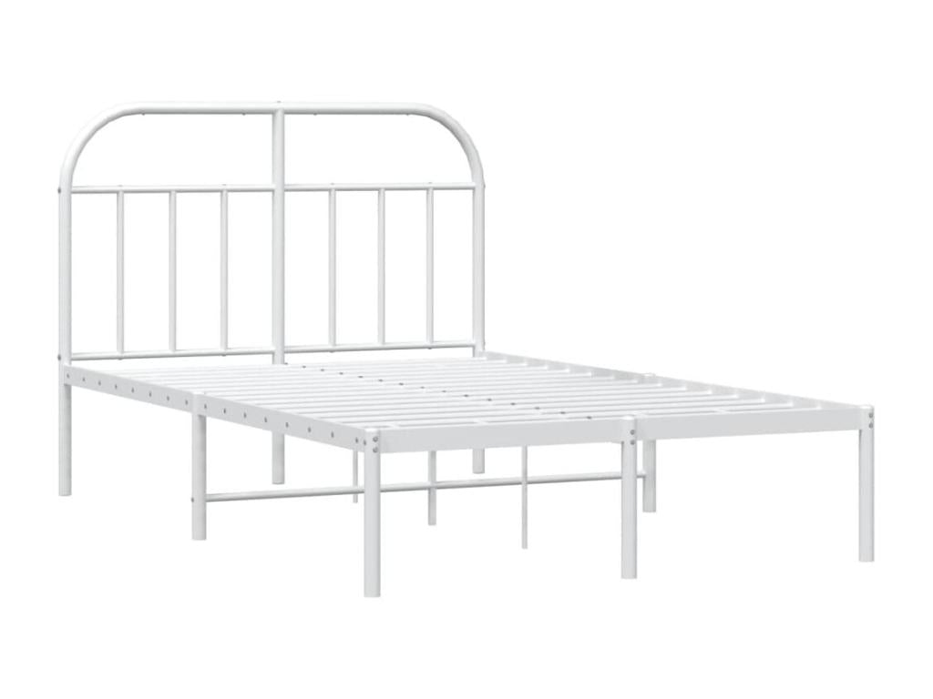 135 x 190 cm Bed Frame Metal Steel White
