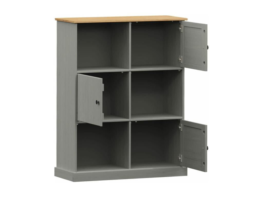 90 x 35 x 114.5 cm Bookshelf Solid Wood Gray