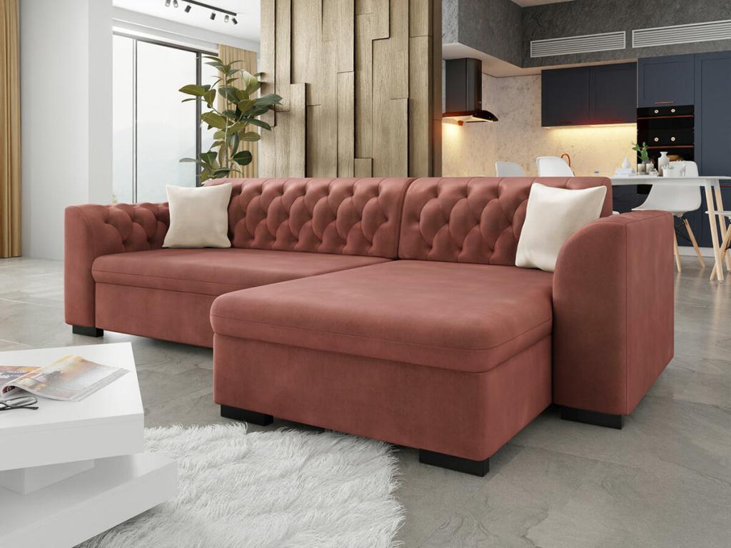 275 x 275 x 82 cm Sectional Sofa Wood Red