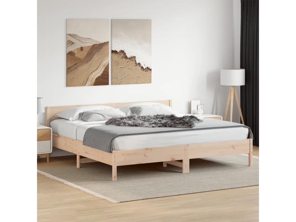 180 x 200 cm Bed Frame Wood Light Natural