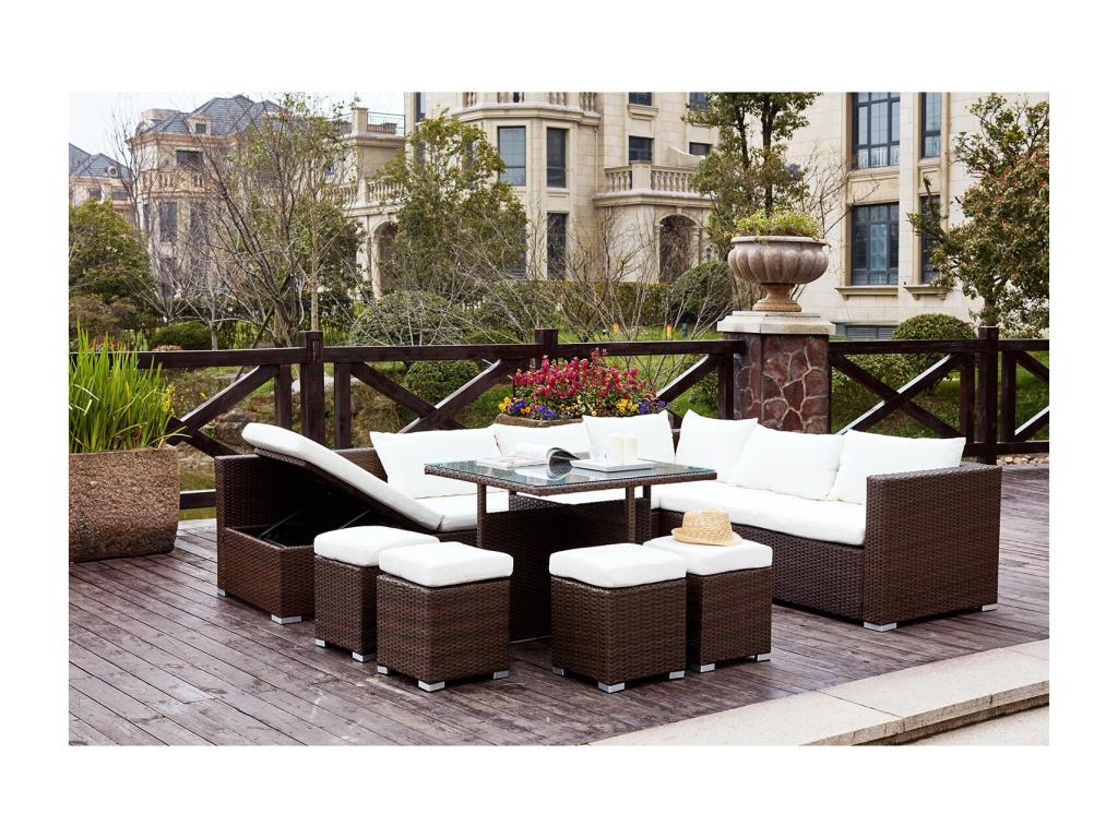 200 x 173 x 41 cm Patio Furniture Set Resin Wicker Resin Brown