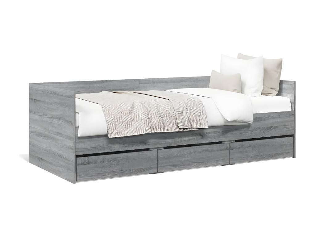 75 x 190 cm Bed Wood Gray