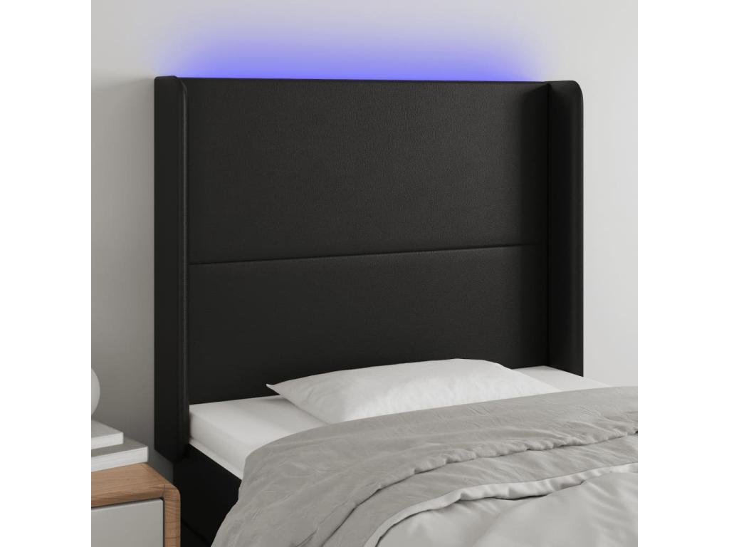 93 x 16 x 128 cm Bed Faux Leather Leather Black