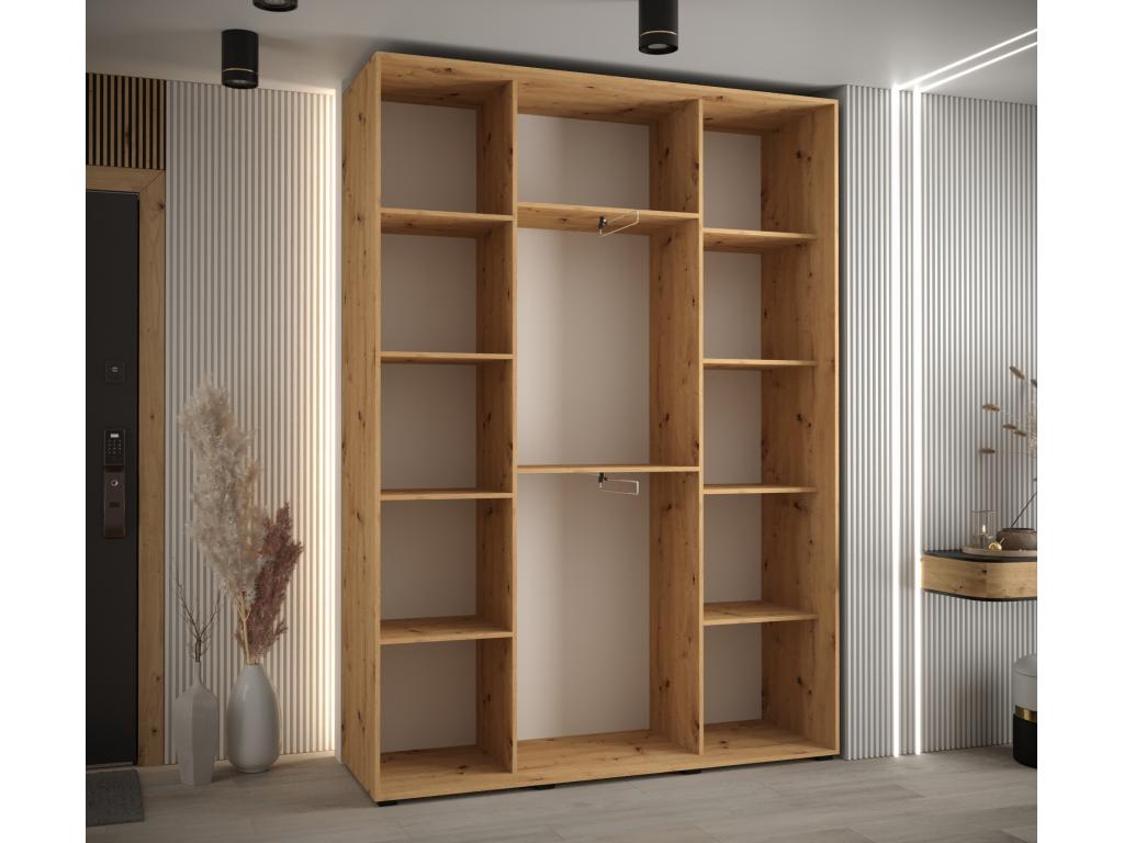 180 x 45 x 235 cm Wardrobe 3-door Wood Light Natural