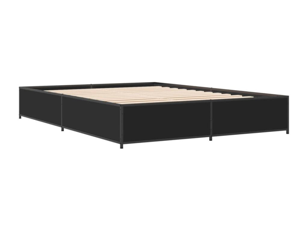120 x 200 cm Bed Frame Wood Metal Black