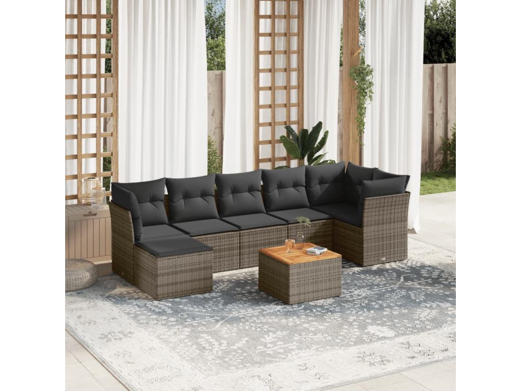 55 x 62 x 69 cm Patio Furniture Set 8-piece Resin Wicker Resin Gray