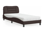 90 x 200 cm Bed with Mattress Wood Fabric Brown