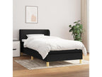 90 x 200 cm Box Spring Bed with Mattress Fabric Black