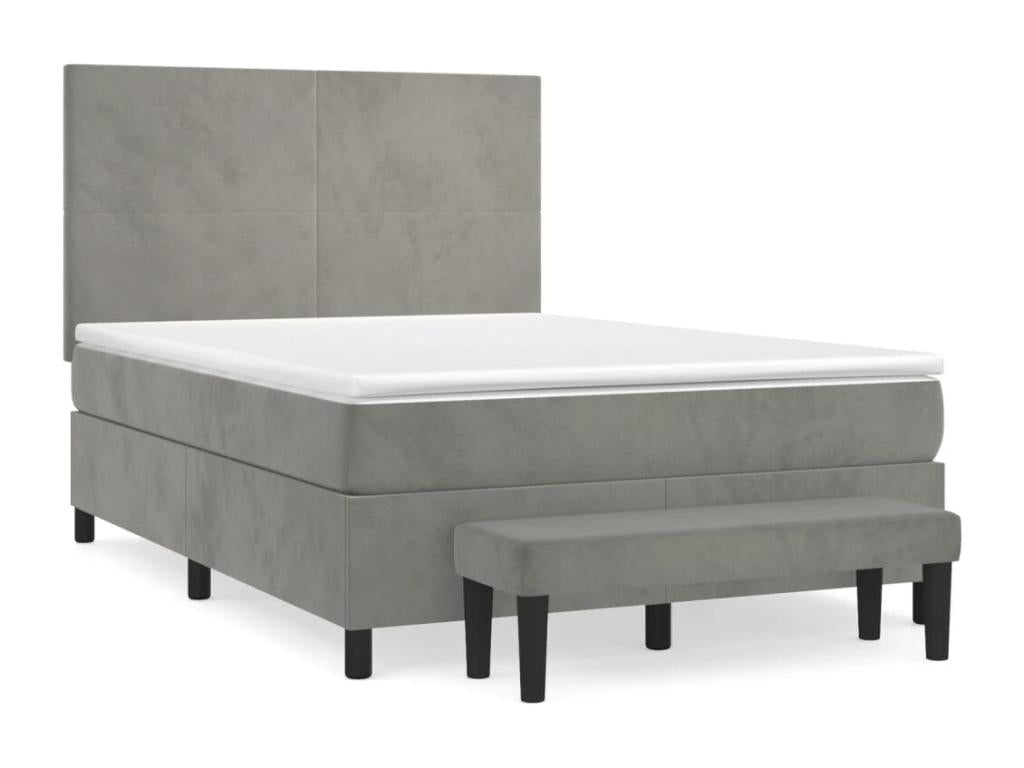 140 x 190 cm Box Spring Bed Velvet Gray