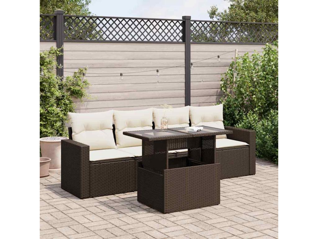 55 x 69 x 62 cm Patio Furniture Set 5-piece Resin Wicker Resin Brown