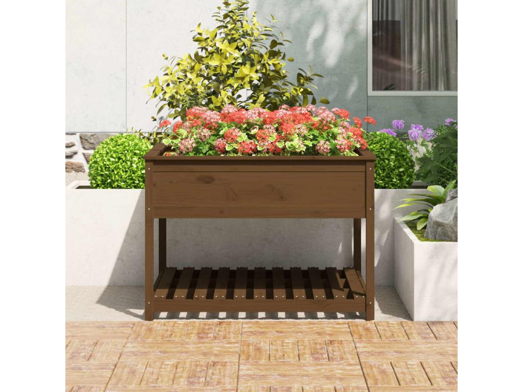 111.5 x 111.5 x 81 cm Planter Wood Steel Brown