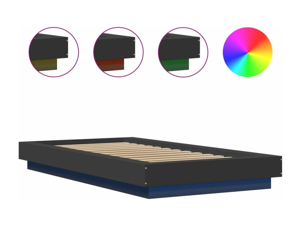 75 x 190 cm Bed Frame without Mattress Wood Black