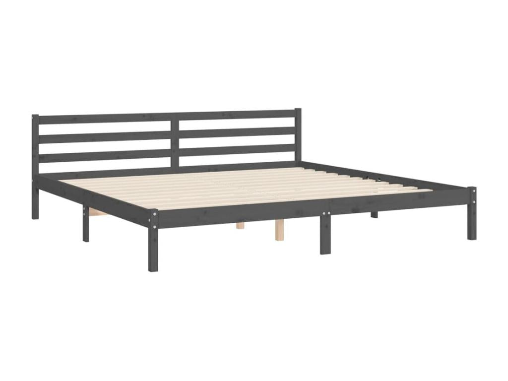 200 x 200 cm Bed Frame without Mattress Solid Wood Gray