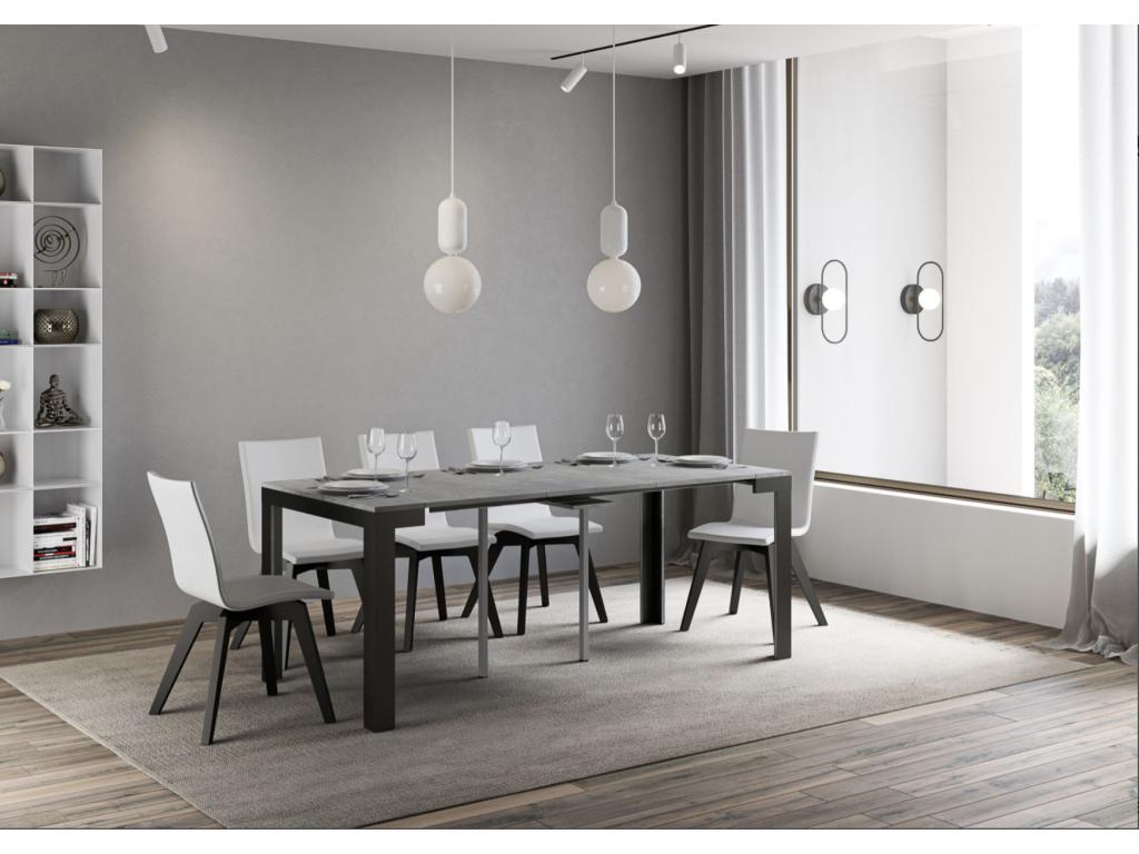 90 x 40 x 77 cm Console Table Extendable Wood Steel Gray