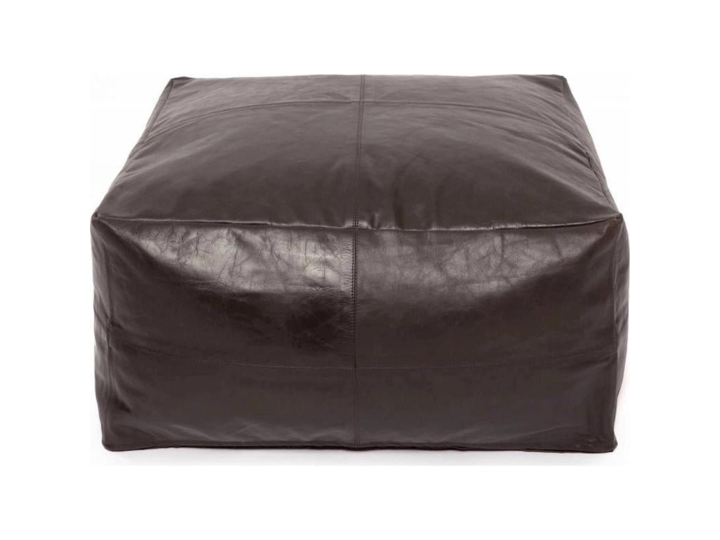 60 x 60 x 30 cm Ottoman Leather Black