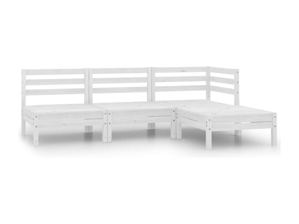 63 x 63 x 28 cm Patio Furniture Set 4-piece Wood White