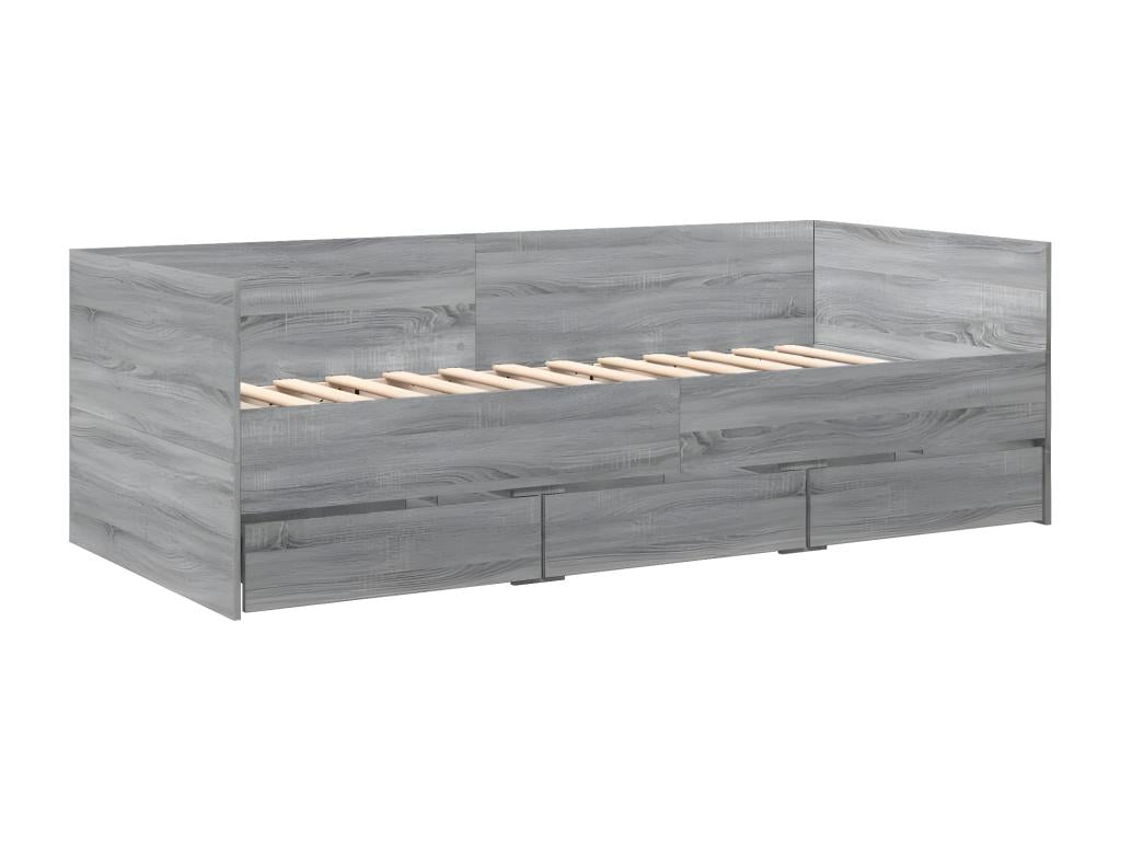 75 x 190 cm Bed Wood Gray