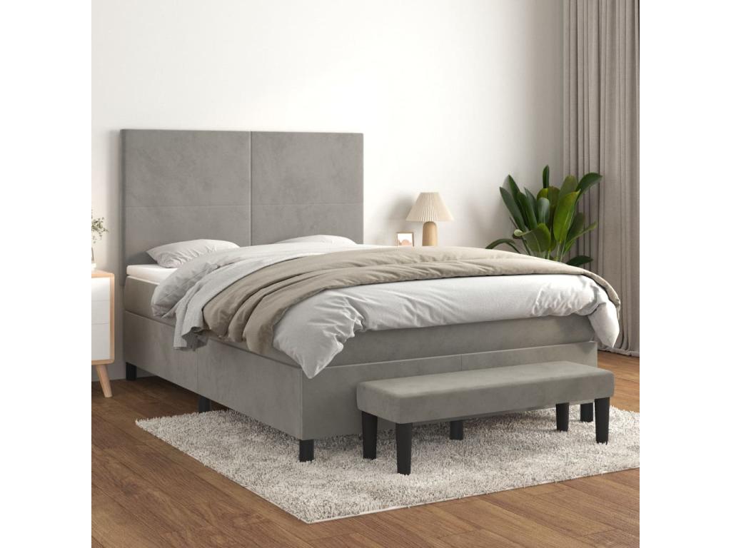 140 x 190 cm Box Spring Bed Velvet Gray