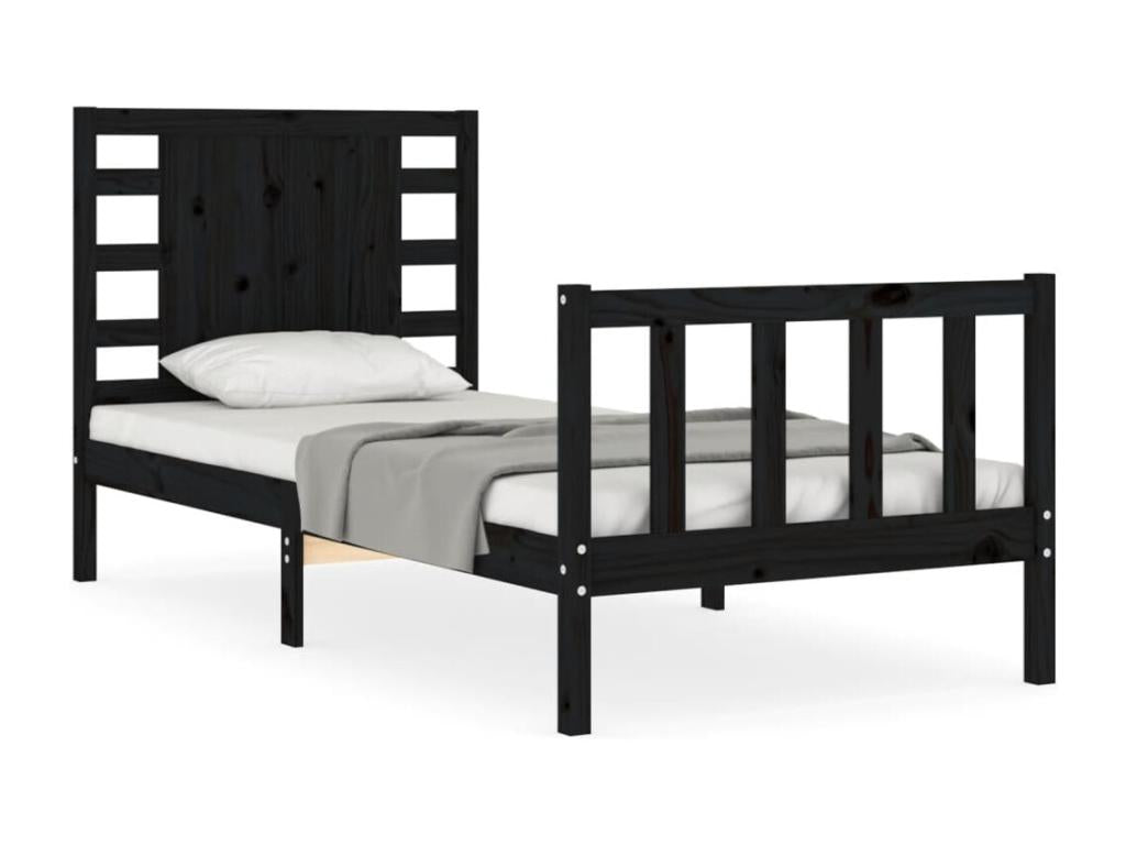 195 x 95 x 100 cm Bed Frame Solid Wood Black