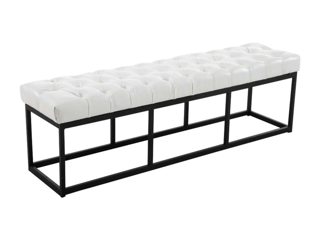 150 x 38 x 46 cm Bench Faux Leather Leather White