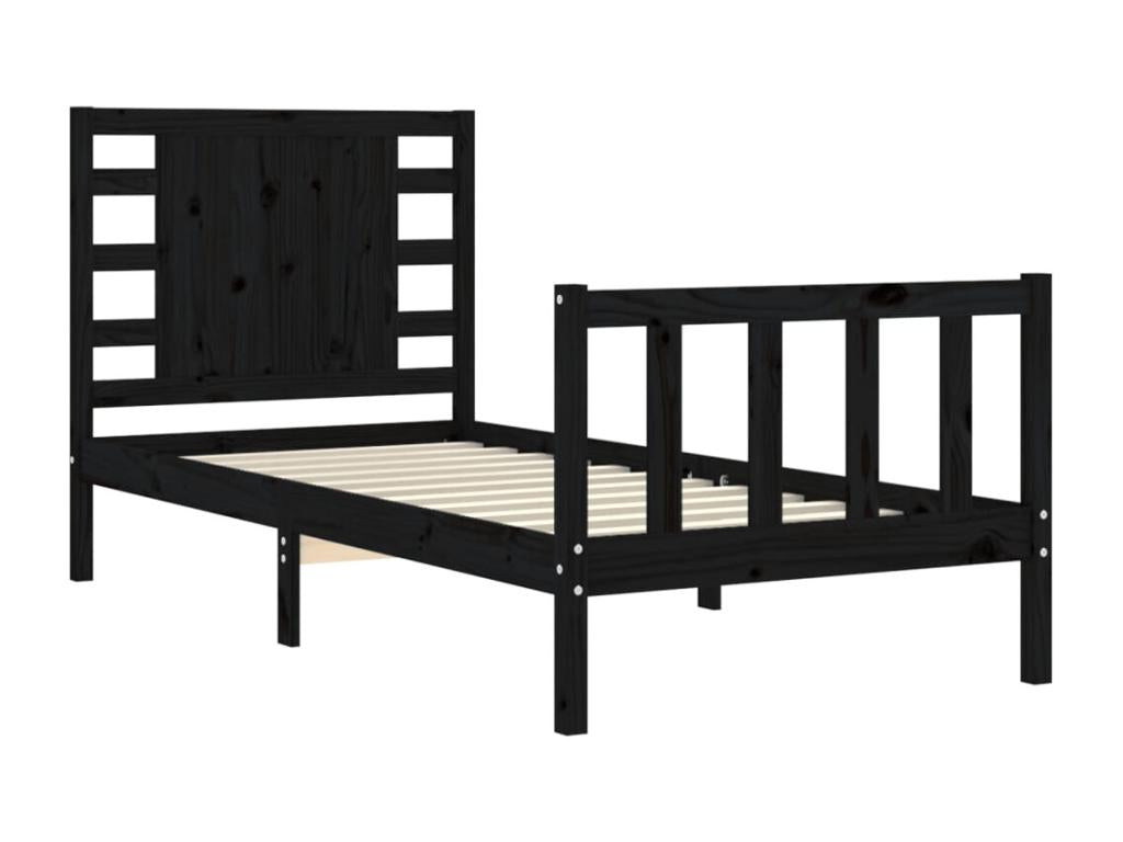 195 x 95 x 100 cm Bed Frame Solid Wood Black