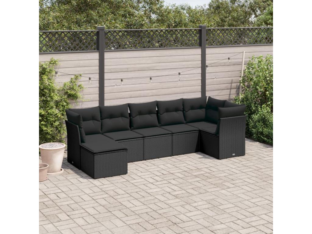 65 x 62 x 69 cm Patio Furniture Set 7-piece Resin Wicker Resin Black
