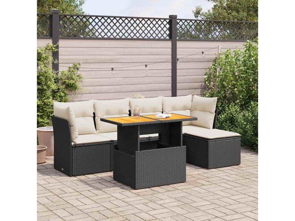 100 x 55 x 73 cm Patio Furniture Set 6-piece Resin Wicker Resin Black