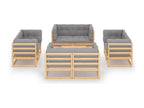 63 x 63 x 62 cm Patio Furniture Set 9-piece Wood Gray