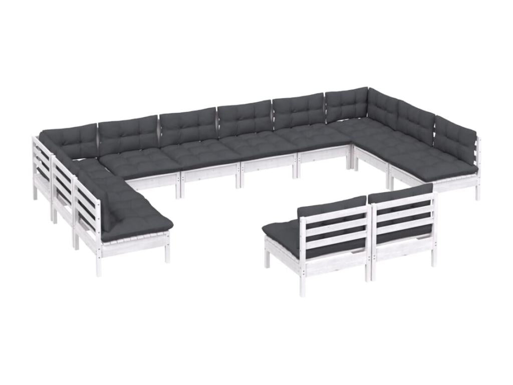 70 x 70 x 67 cm Patio Furniture Set 12-piece Wood White