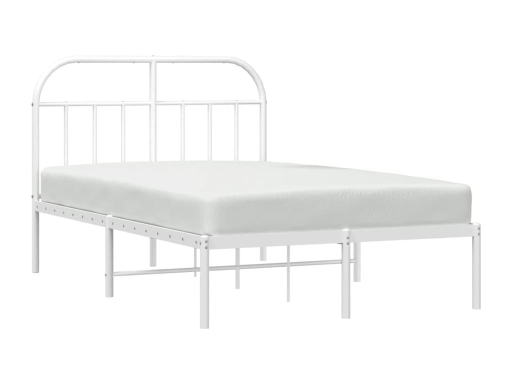 135 x 190 cm Bed Frame Metal Steel White