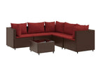 110 x 72 x 107 cm Patio Furniture Set 6-piece Resin Wicker Resin Brown
