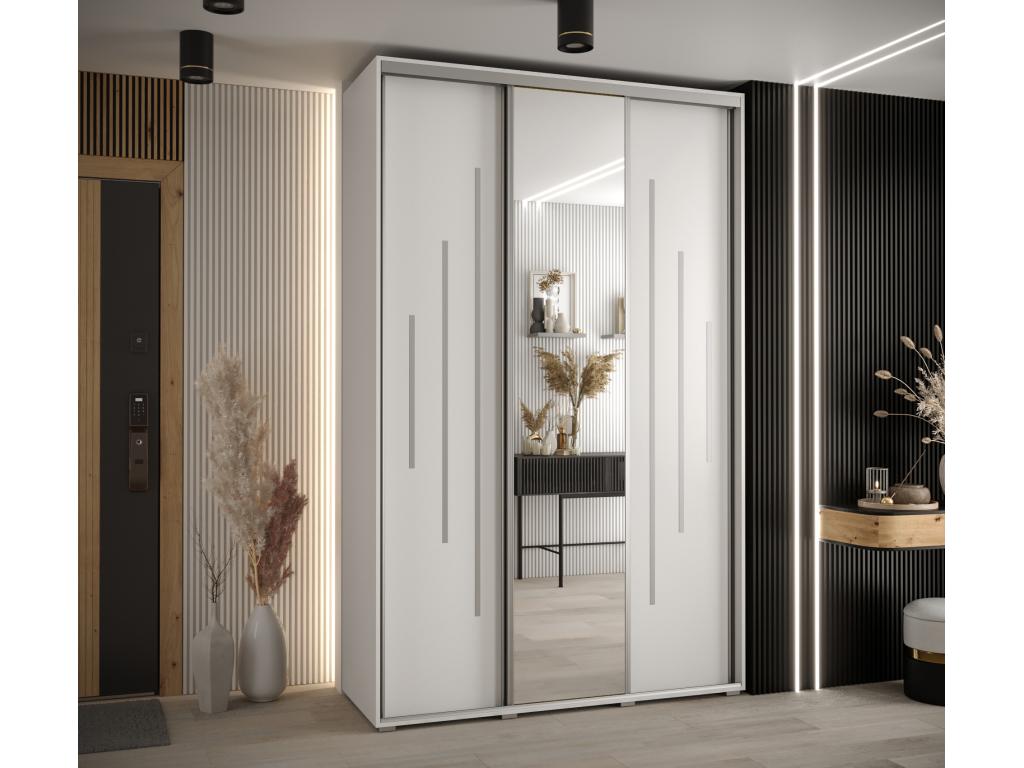 150 x 45 x 235 cm Wardrobe 3-door Wood Silver