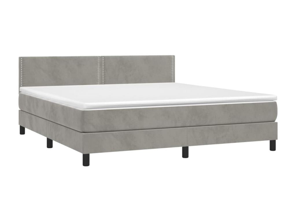 180 x 200 cm Box Spring Bed Velvet Gray