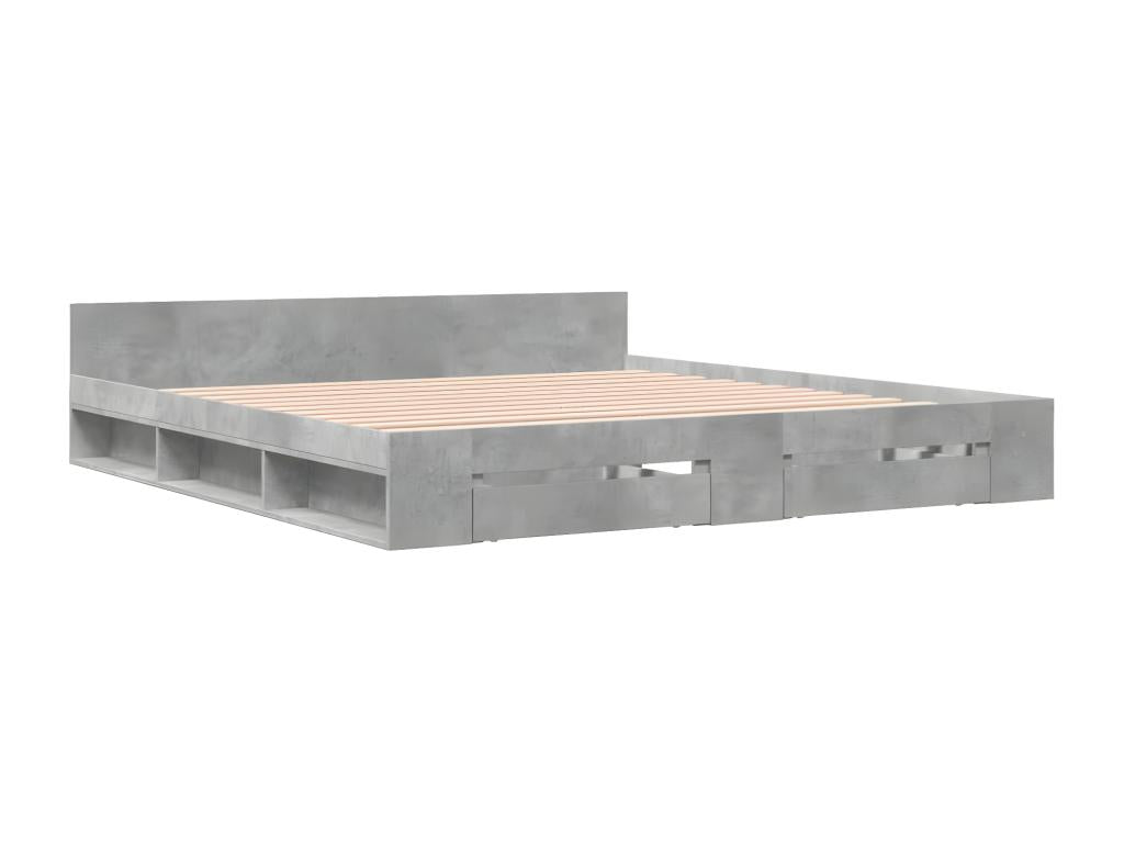 180 x 200 cm Bed Frame without Mattress Wood Concrete Finish Gray