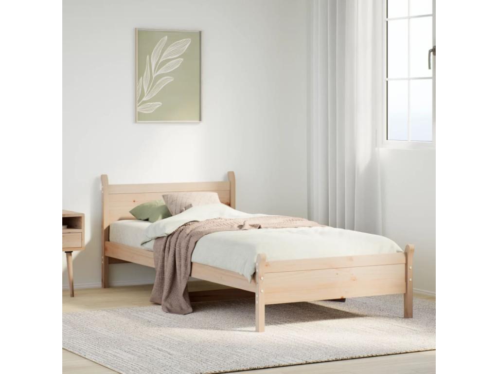 90 x 190 cm Bed Frame without Mattress Wood Brown