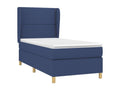 90 x 200 cm Box Spring Bed with Mattress Fabric Blue