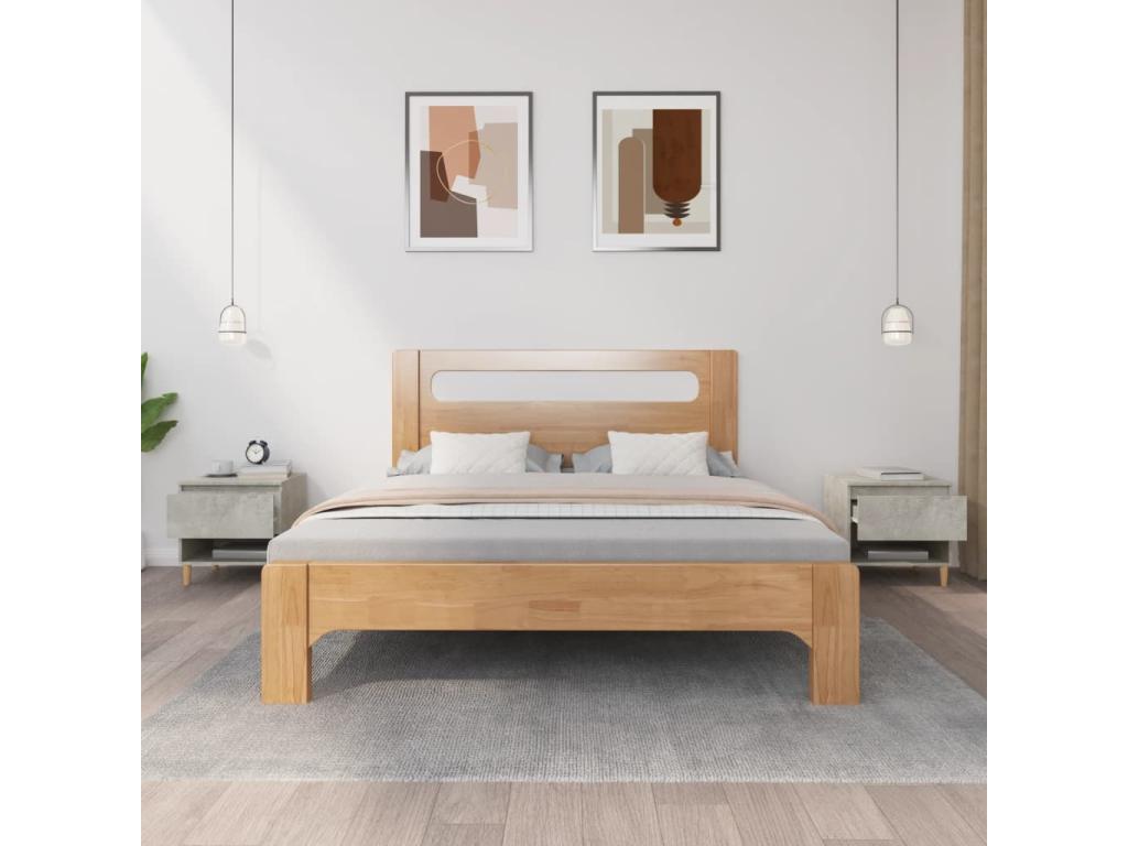 50 x 46 x 50 cm Nightstand Wood Concrete Finish Gray