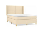 140 x 190 cm Box Spring Bed with Mattress Fabric White
