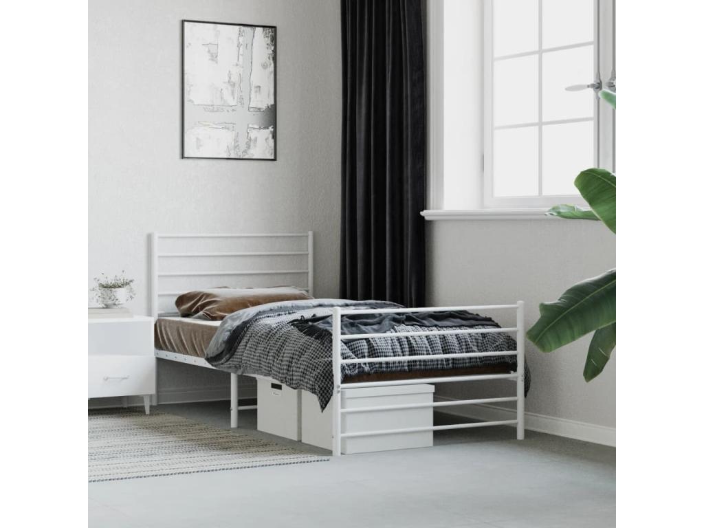 100 x 200 cm Bed Frame Metal Steel White