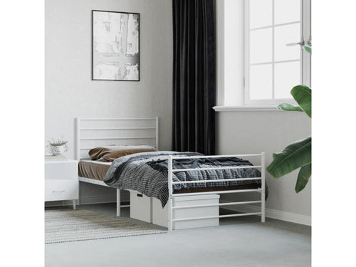 100 x 200 cm Bed Frame Metal Steel White