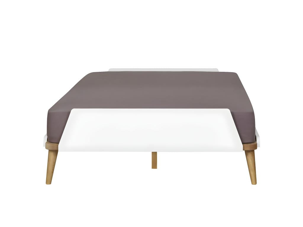 120 x 190 cm Bed with Mattress Solid Wood White