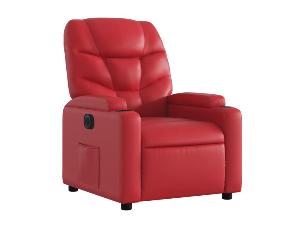 74 x 89 x 100 cm Recliner Faux Leather Leather Red