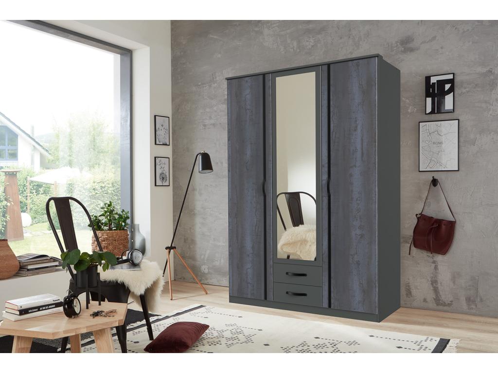 135 x 58 x 199 cm Wardrobe Wood Gray