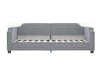 90 x 190 cm Bed with Mattress Fabric Gray