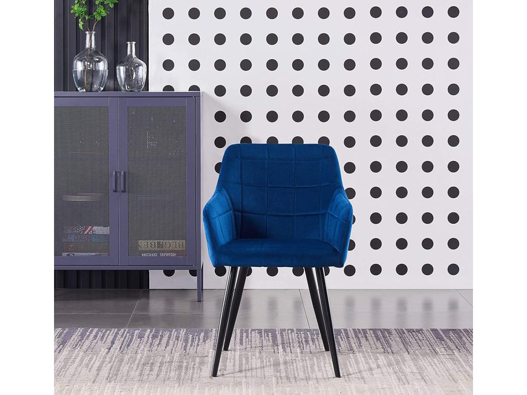 55 x 59 x 82 cm Chair Velvet Metal Blue
