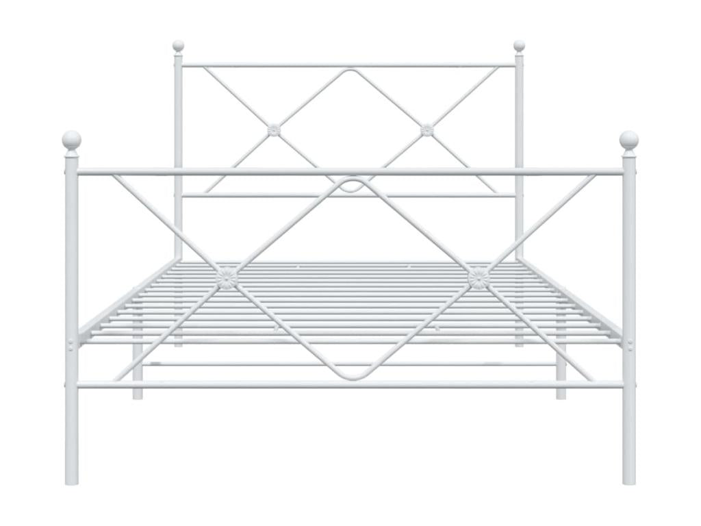 100 x 190 cm Bed Frame without Mattress Metal Steel White