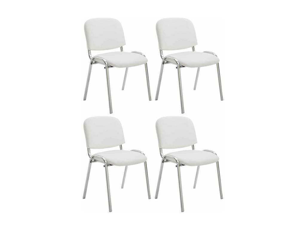 54 x 48 x 79 cm Chair Set of 4 Faux Leather Leather White