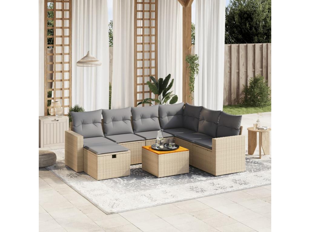 62 x 62 x 69 cm Patio Furniture Set 8-piece Resin Wicker Resin Beige